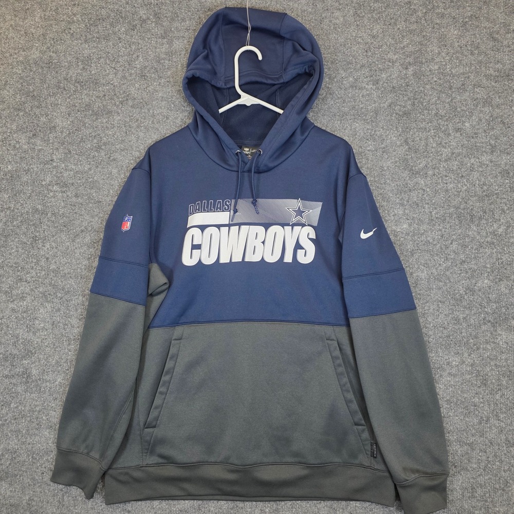 Nike Dallas Cowboys Hoodie Mens XL Navy Blue Grey NFL Dri-FIT Onfield Apparel